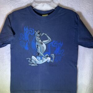 Scooby-Doo Y2K Vintage Cartoon Network‎ Youth Large T-Shirt Blue Dragon Graphic